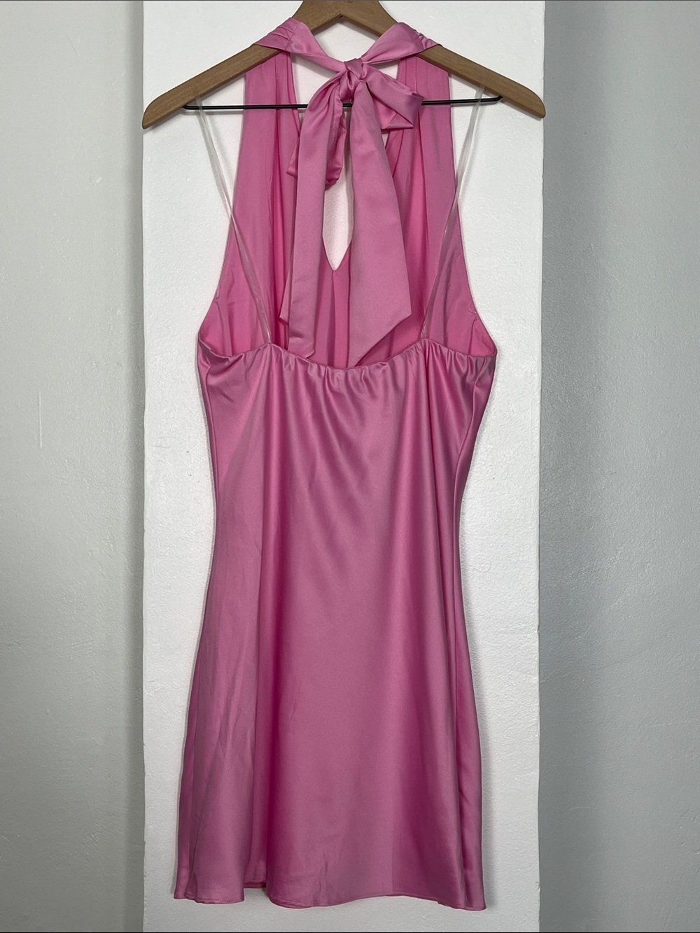 Pink Halter Cross-Neck Mini Dress/body tape - Picture 5 of 11